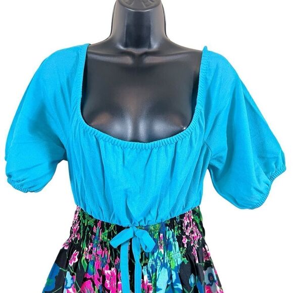 Vintage 1960's Psychedelic Neon Flower Maxi Dress. - Picture 2 of 14